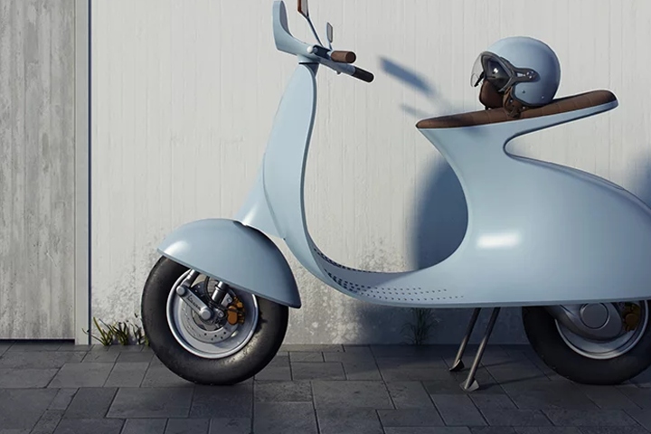 经典车款外形的Vespampère电动摩托车