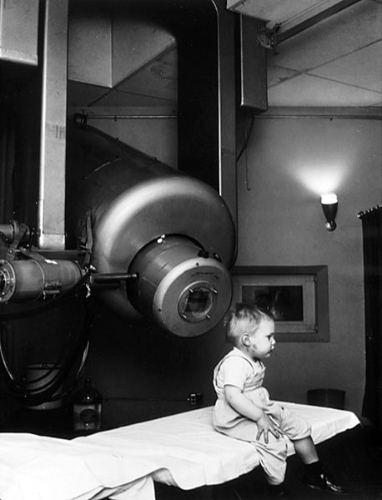 the first patient treated with the linear accelerator (external beam radiation therapy) for retinoblastoma, in 1957 (Wikipedia)