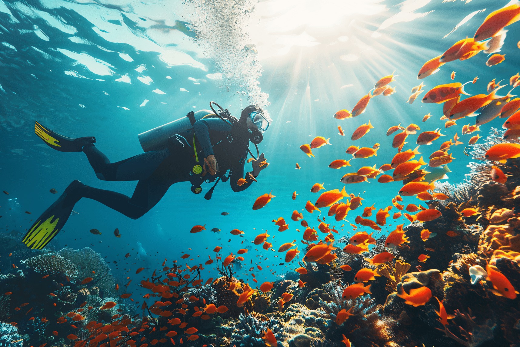 在海里潜水，你可以当众尿尿，但绝不可以摸鱼，更不能踢珊瑚！